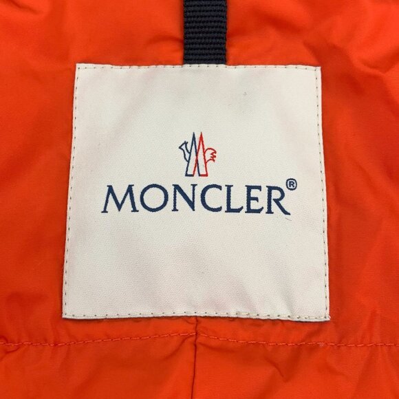 Moncler Brown Velvet Parka With Fur Trim & Orange Lining - Picture 8 of 8